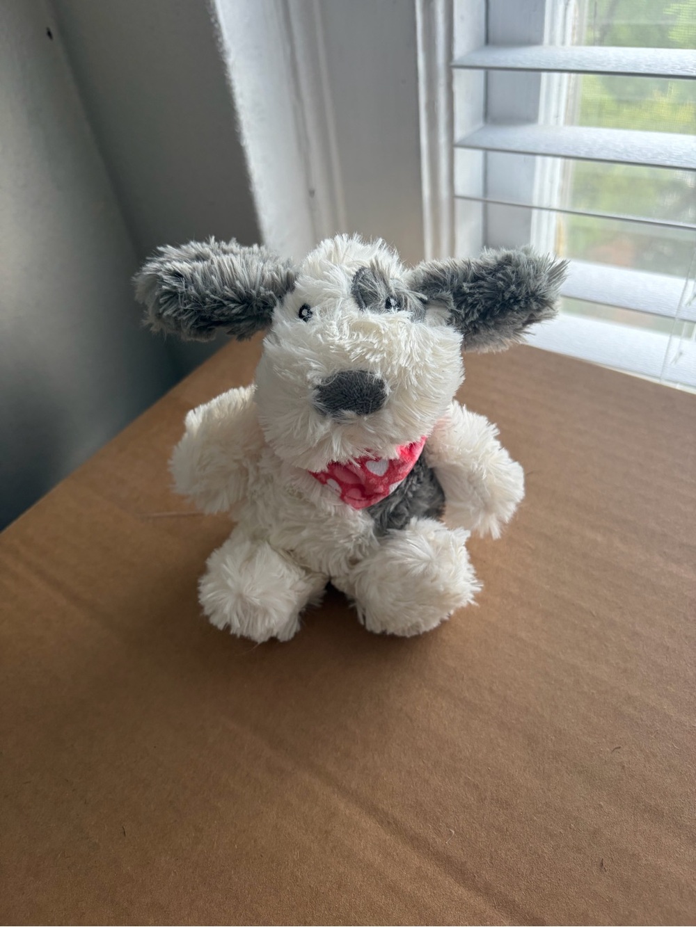 Target Favorite Day Puppy Dog Plush | 6” | White/Grey | Red Hearts Bandana